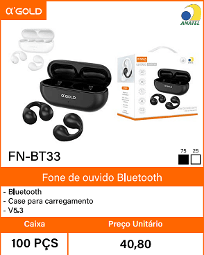 Fone de ouvido Bluetooth - Caixa 100 PCS Preco Unitario 40,80