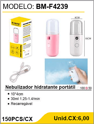 Nebulizador hidratante portatil 150PCS/CX Unid.CX:6,00
