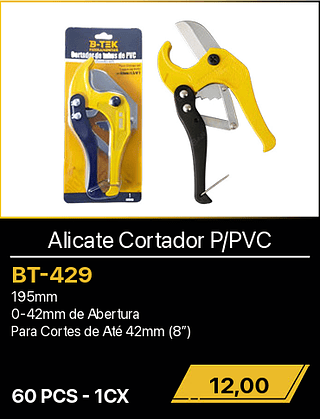 Alicate Cortador P/PVC 60PCS R$12,00