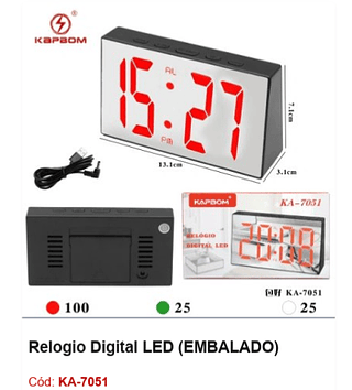 Relogio Digital LED R$16,65 PCS/CX:150