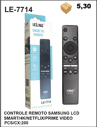 CONTROLE REMOTO SAMSUNG LCD SMART/4K/NETFLIX/PRIME VIDEO 200PÇ=5,3$