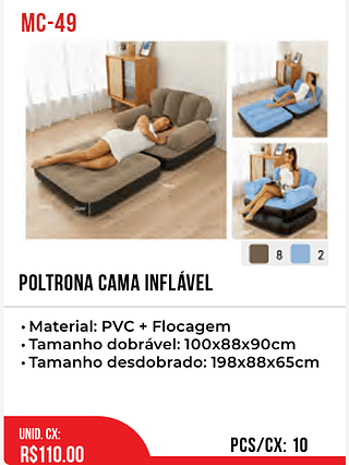 POLTRONA CAMA INFLÁVEL 10pç=110$