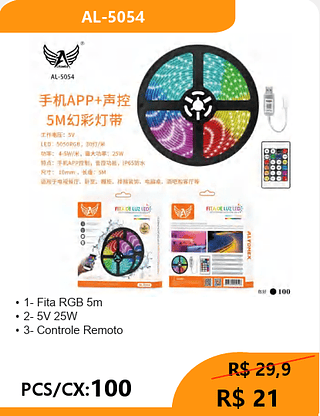 Fita RGB 5m PCS/CX:100 R$21