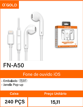 Fone de ouvido iOS - Caixa 240 PCS Preco Unitario 15,11