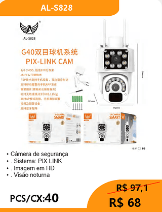 Câmera de segurança PCS/CX:40 R$ 68