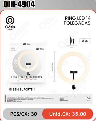RING LED 14POLEGADAS PCS/CX: 30 Unid.CX: 35,00