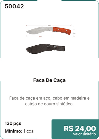 Faca De Caça 120 pçs R$ 24.00