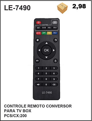 CONTROLE REMOTO CONVERSOR PARA TV BOX 200PÇ=2,98$