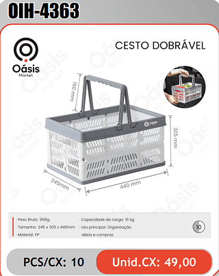 CESTO DOBRAVEL PCS/CX: 10 Unid.CX: 49,00