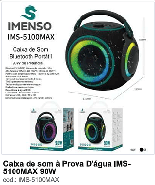 Caixa de som à Prova D'água IMS- 5100MAX 90W R$355,5 PC/CX8
