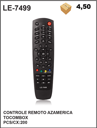 CONTROLE REMOTO AZAMERICA TOCOMBOX 200PÇ=4,5$