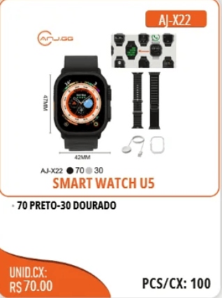 SMARTWATCH U5 UNID.CX:RS70.00 PCS/CX:100