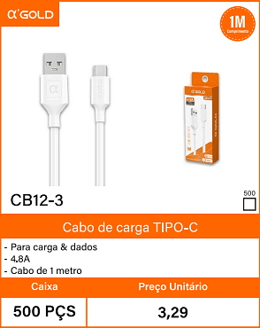 Cabo de carga TIPO-C - Caixa 500 PCS Preco Unitario 3,29