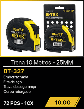 Trena 10 Metros 25MM - 72PCS R$10,00