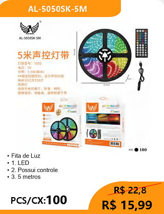 Fita de Luz PCS/CX:100 R$ 15,99