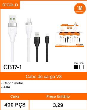Cabo de carga V8 Caixa 400 PCS Preco Unitario 3,29