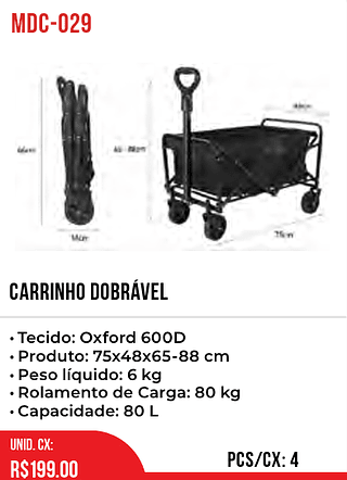 CARRINHO DOBRÁVEL 4pç=199$