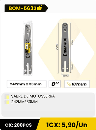 SABRE DE MOTOSSERRA 242MM*33MM CX: 200PCS 1CX: 5,90/Un