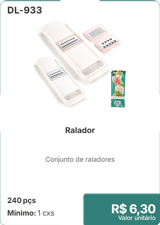 Ralador 240 pçs R$ 6.30