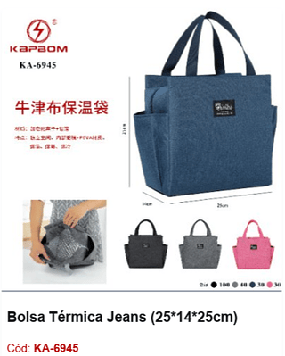 Bolsa Térmica Jeans (25*14*25cm) R$ 9 PCS/CX: 200