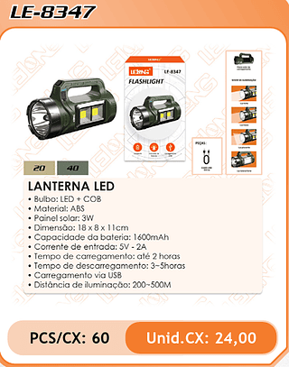 LANTERNA LED 60PÇ=24$