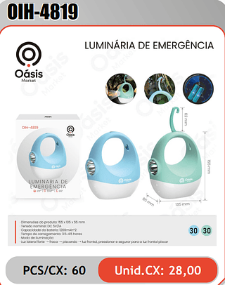 LUMINARIA DE EMERGENCIA PCS/CX: 60 Unid.CX: 28,00