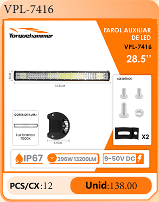 FAROL AUXILIAR DE LED 28.5" PCS/CX:12 Unid:138.00