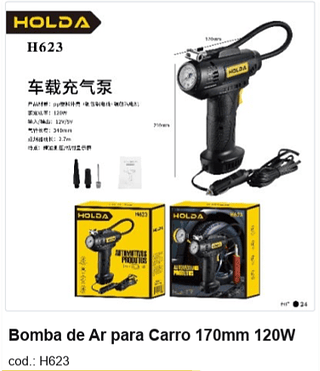 Bomba de Ar para Carro 170mm 120W R$ 55,8 PC/CX:24