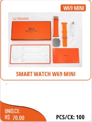 SMART WATCH W69 MINI UNID.CX:RS 70.00 PCS/CX:100