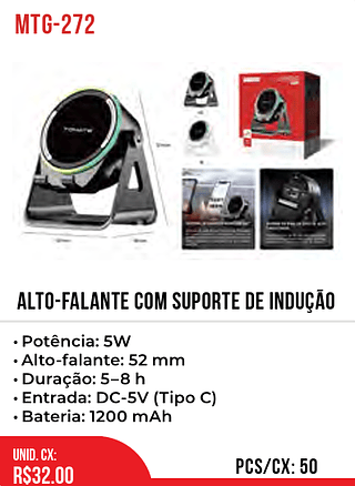 ALTO-FALANTE COM SUPORTE DE INDUÇÃO 50pç=32$