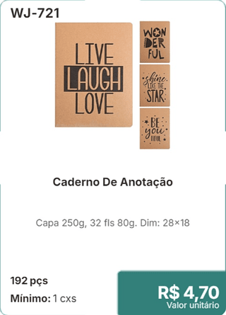 Caderno De Anotação 192 pçs R$ 4.70