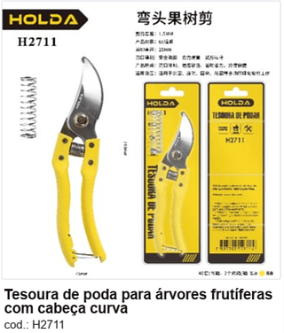Tesoura de poda para árvores frutíferas com cabeça curva R$ 9 PC/CX:80