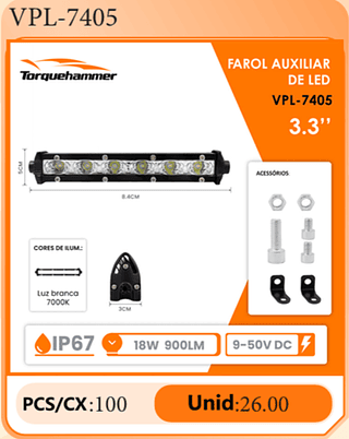 FAROL AUXILIAR DE LED 3.3" PCS/CX:100 Unid:26.00
