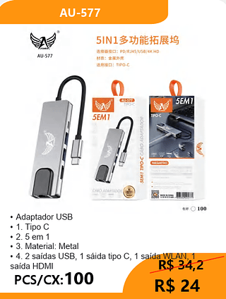 Adaptador USB PCS/CX:100 R$ 24
