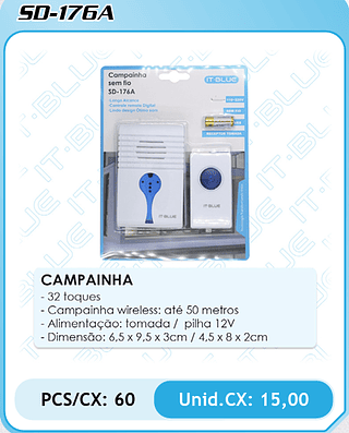 CAMPAINHA PCS/CX: 60 Unid.CX: 15,00