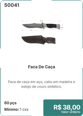 Faca De Caça 60 pçs R$ 38.00