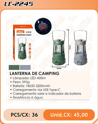 LANTERNA DE CAMPING 36PÇ=45$