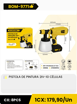 PISTOLA DE PINTURA 2IV-10 CÉLULAS CX: 8PCS 1CX: 179,90/Un