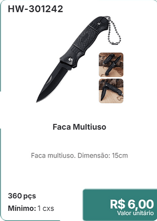 Faca Multiuso 360 pçs R$ 6.00