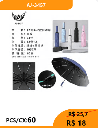 Guarda Chuva PCS/CX:60 R$ 18