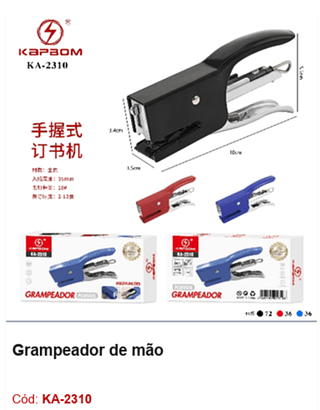 Grampeador de mão R$ 8,1 PCS/Cx: 144