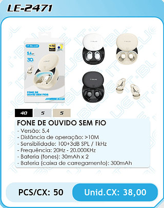 FONE DE OUVIDO SEM FIO PCS/CX: 50 Unid.CX: 38,00