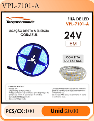FITA DE LED 24V 5M PCS/CX:100 Unid:20.00