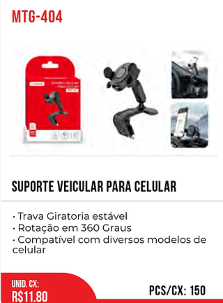 Suporte Veicular Para Celular 150pç=11,8$