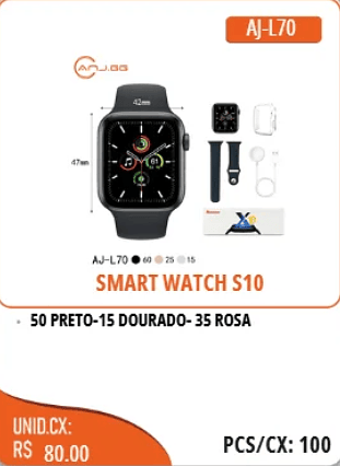 SMART WATCH S10 UNID.CX:RS80.00 PCS/CX:100