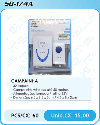 CAMPAINHA PCS/CX: 60 Unid.CX: 15,00
