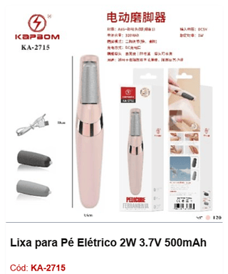 Lixa para Pé Elétrico 2W 3.7V 500mAh R$ 14,4 PCS/cx: 120