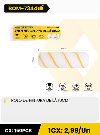 ROLO DE PINTURA DE LÃ 18CM CX: 150PCS 1CX: 2,99/UnROLO DE PINTURA DE LÃ 18CM CX: 150PCS 1CX: 2,99/Un