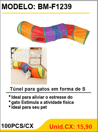 Túnel para gatos em forma de S 100PCS/CX Unid.CX: 15,90