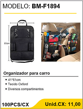 Organizador para carro 100PCS/CX Unid.CX: 11,00